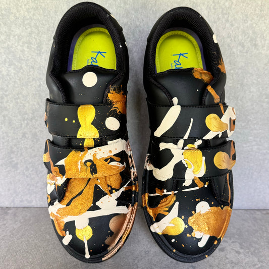Black painted velcro tennis shoes