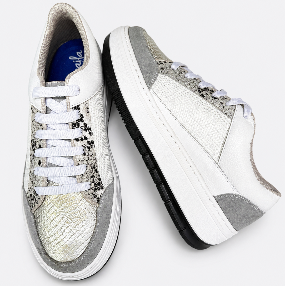 Tenis blanco plata