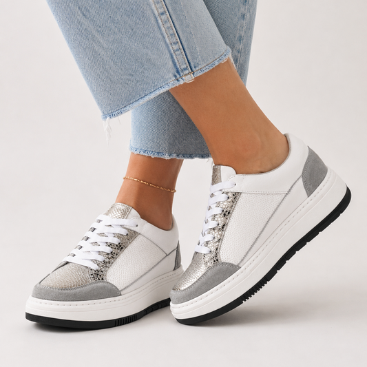 Tenis blanco plata