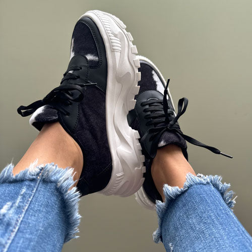 Cow high tennis shoes