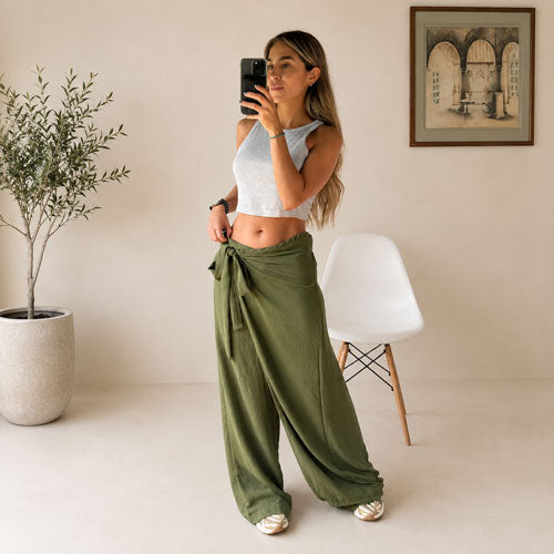 Pantalón solapa verde