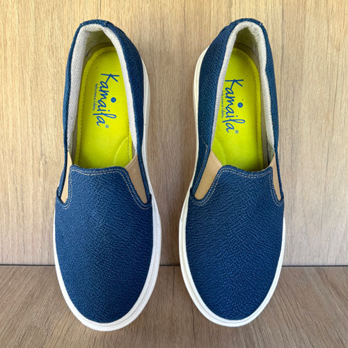 Blue canvas tennis shoes