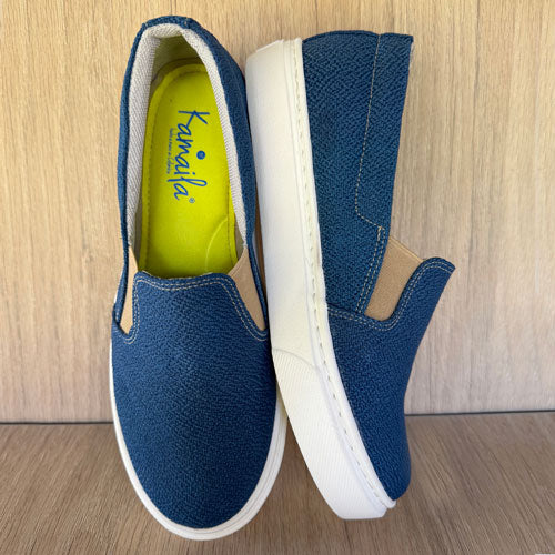 Blue canvas tennis shoes