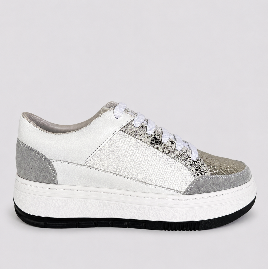 Tenis blanco plata