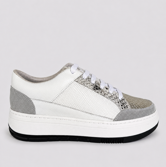 Tenis blanco plata