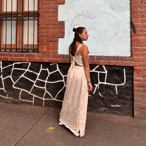 Cream linen dress