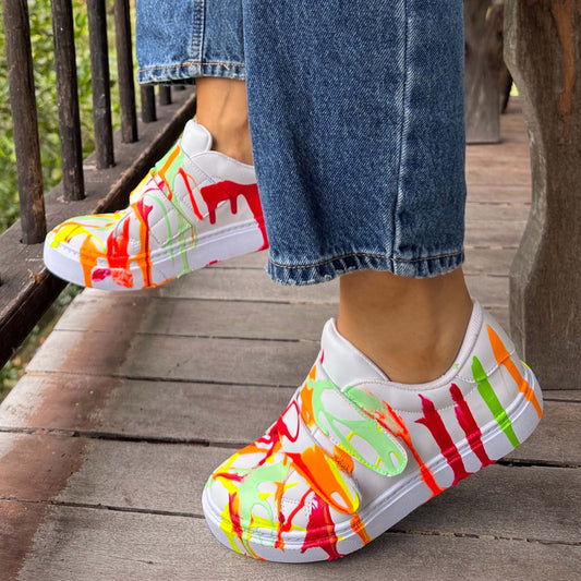 High-top painted velcro sneakers