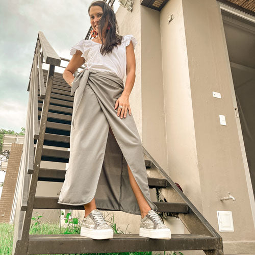 Gray tie skirt