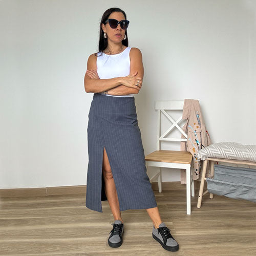 Falda lapiz gris