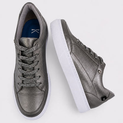 Tenis Plata · Cuero metalizado