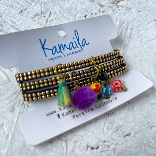 Set pulseras cordón dorado