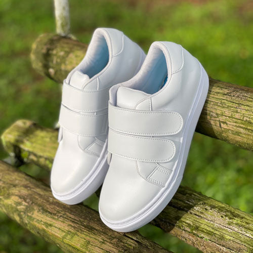 White velcro tennis shoes