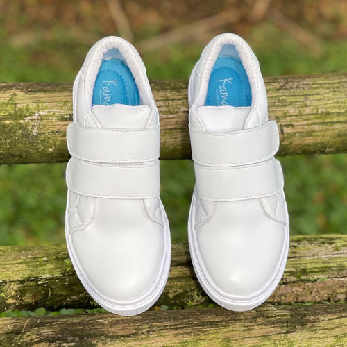White velcro tennis shoes